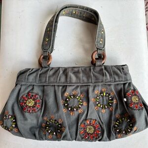 Embroidered Fall Shoulder Bag